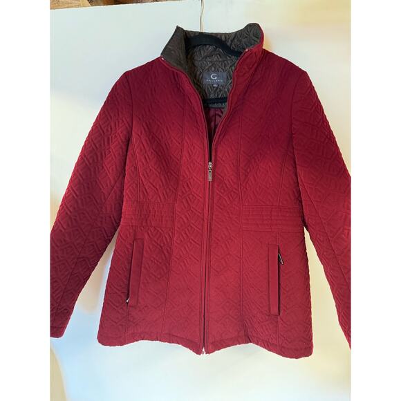 Gallery New York Women’s Jacket Size Medium Maroon/Red Classic Preppy Quilted - Picture 4 of 10